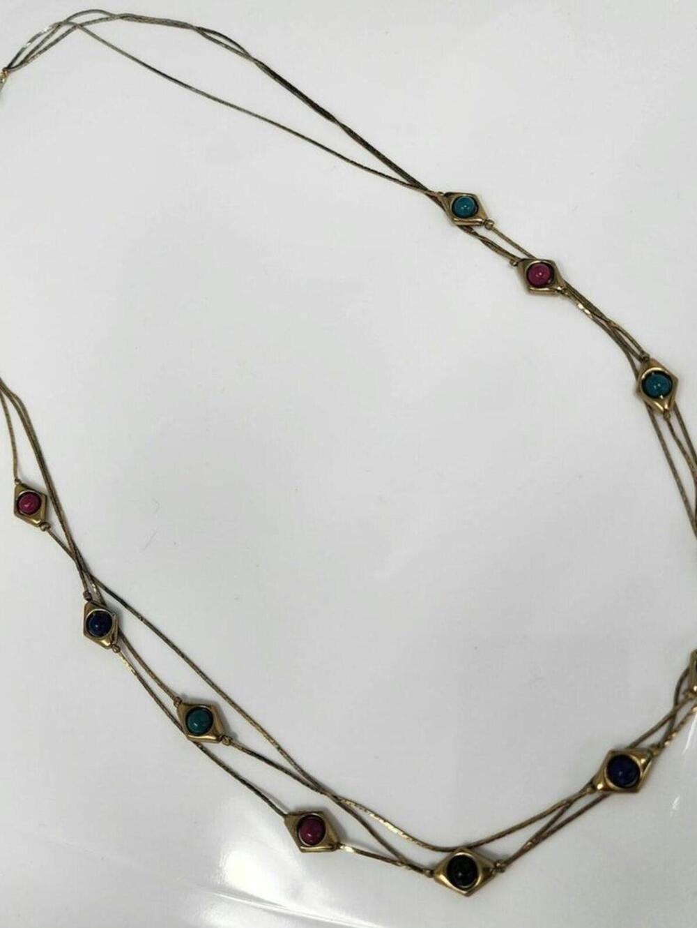 Antique Vintage Gold Retro Layered Bead Diamond Necklace